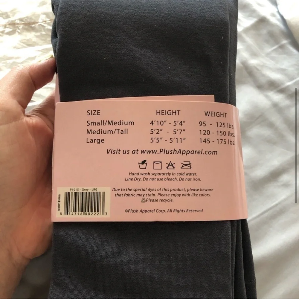 Plush Full Foot Tights Grey Size Large